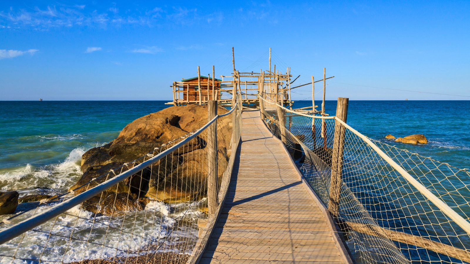 <p><span>Abruzzo, southern Italy, is home to a 70km stretch of Adriatic coast named after the old fishing structures, called </span><i><span>trabocchi</span></i><span>, dotted along it.</span></p><p><span>Built on stilts that rise up from the water, these unique wooden platforms date back hundreds of years. Their original purpose? To enable locals to fish in waters too treacherous for boats. Wooden arms extend outward, dropping fishing nets into the deep waters below.</span></p><p><span>Nowadays, many of these trabocchi have been converted into restaurants. Visit for a unique slice of coastal Italian history and dinner with a view!</span></p>