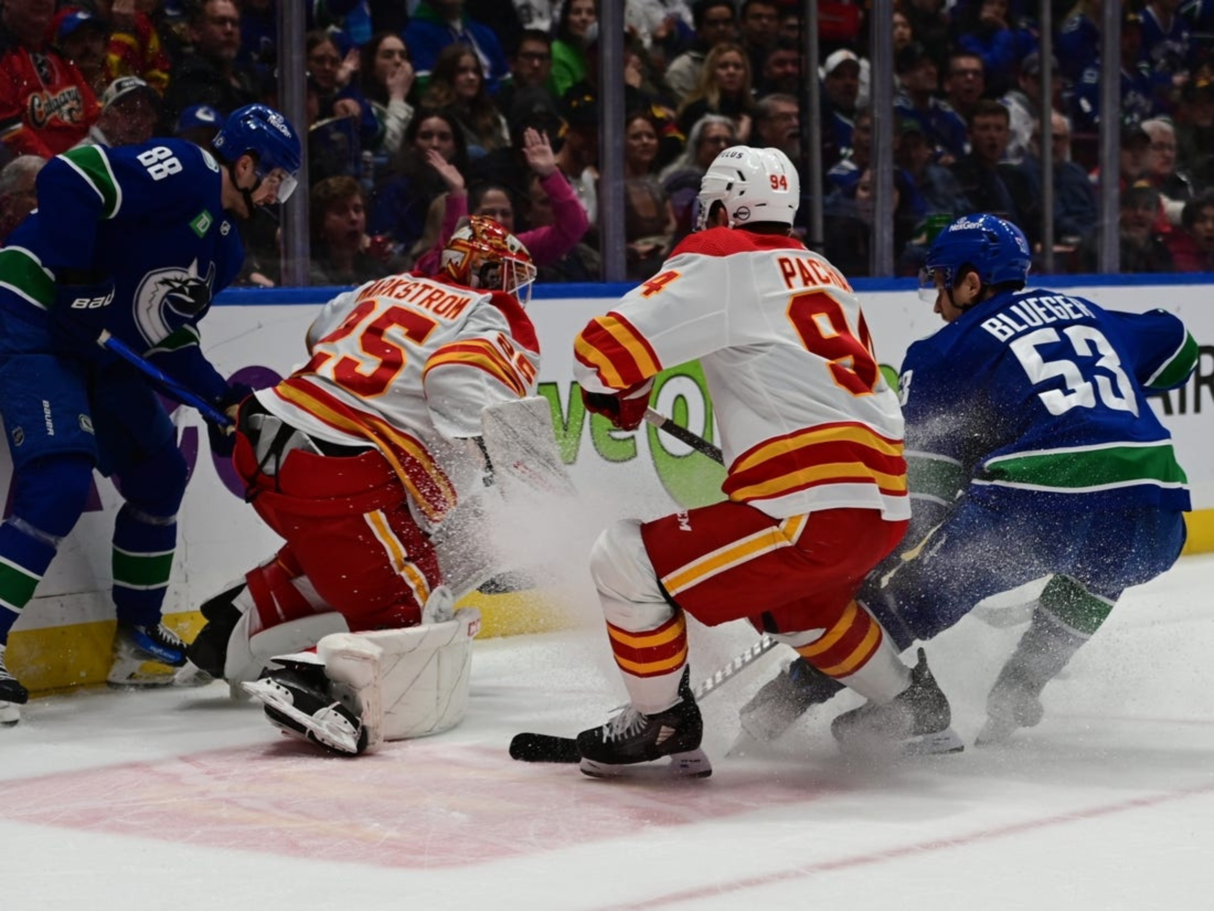 Nils Hoglander Scores Twice As Canucks Top Flames