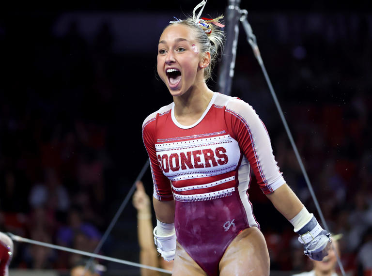 Oklahoma women's gymnastics team wins Big 12 championship with NCAA