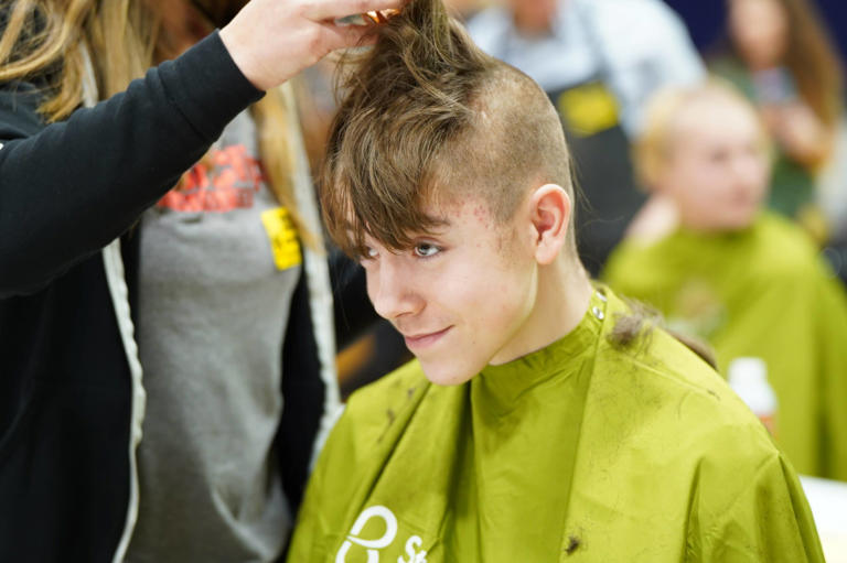 Students, staff at Crystal Lake middle school shave heads while raising ...