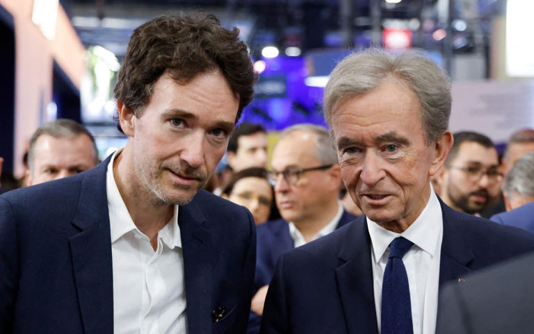 Antoine (left) is one of Bernard Arnault's five children now in senior positions within the LVHM empire - LUDOVIC MARIN/AFP via Getty Images
