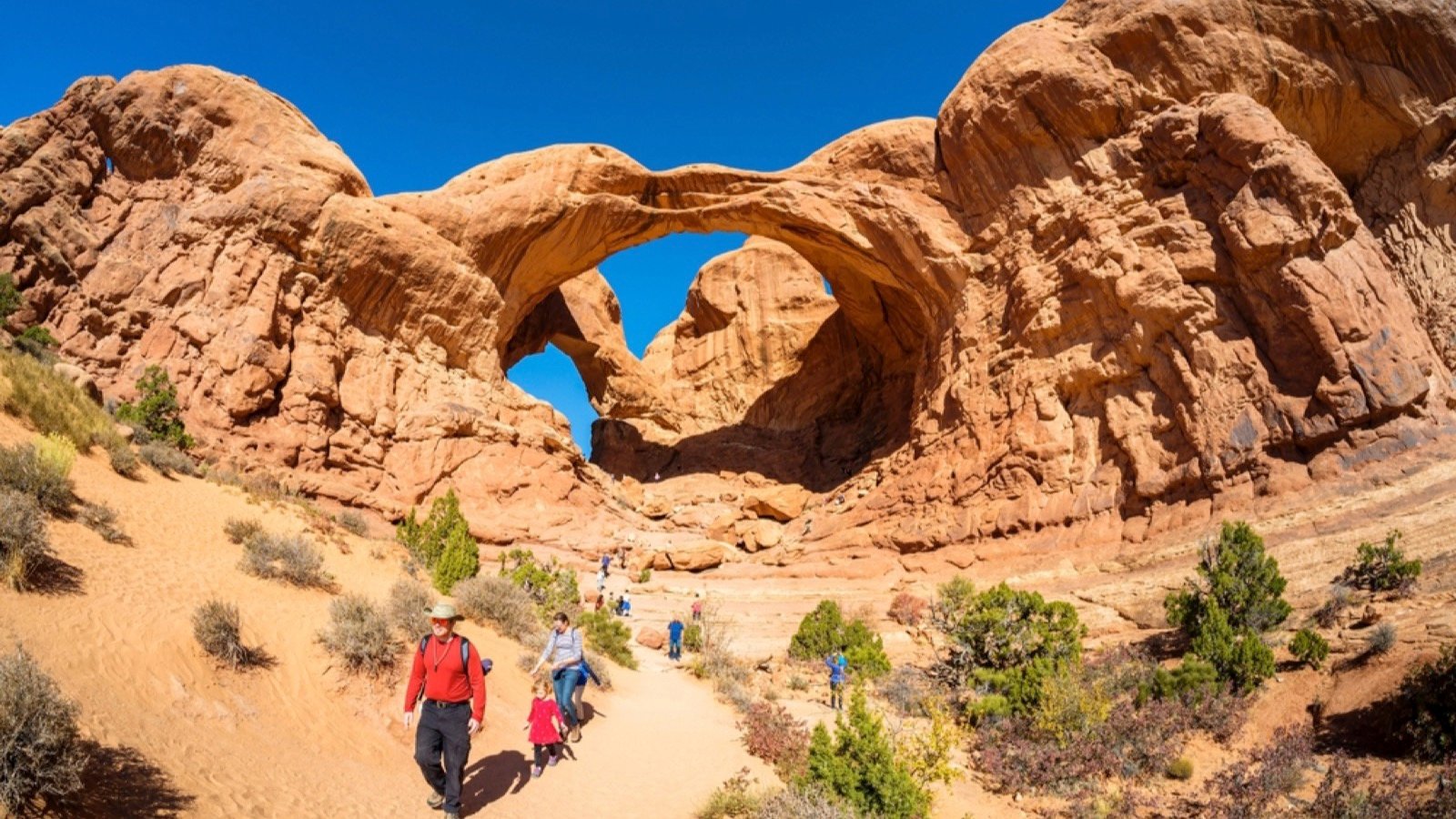 <p>You don’t have to travel too far from Canyonland to find another beautiful park in Utah. Arches National Park has over 2,000 sandstone arches, including the iconic Delicate Arch, which graces Utah’s automobile license plates.</p><p>In addition to the famous arches, the park is also home to Balanced Rock, which rises 128 feet into the sky. This gravity-defying feature demonstrates the natural action of erosion and its effect on the Earth’s landscape.</p>