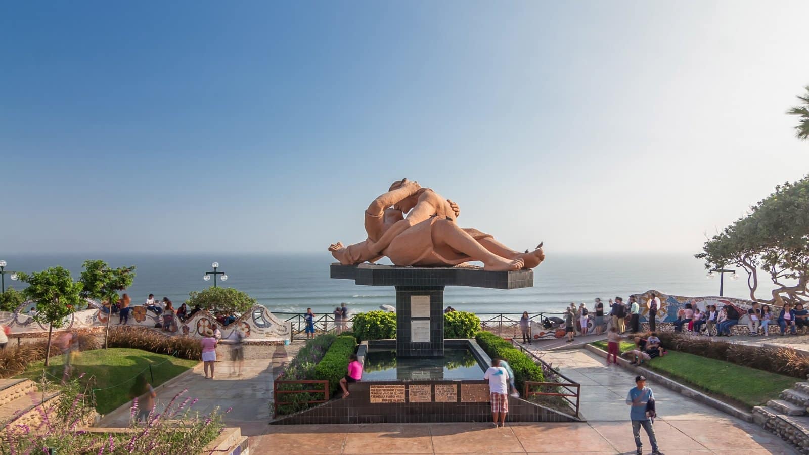<p class="wp-caption-text">Image Credit: Shutterstock / Kirill Neiezhmakov</p>  <p><span>Parque del Amor, or Love Park, located along the Malecón in Miraflores, is a romantic spot known for its stunning views of the Pacific Ocean and the iconic El Beso sculpture, depicting two lovers embracing. The park’s Gaudí-inspired mosaic benches are inscribed with quotes about love, making it a favorite place for couples to visit.</span></p> <p><span>The park is especially popular at sunset when the sky and sea are painted in vibrant colors, creating a picturesque setting for a romantic stroll or a moment of reflection.</span></p>