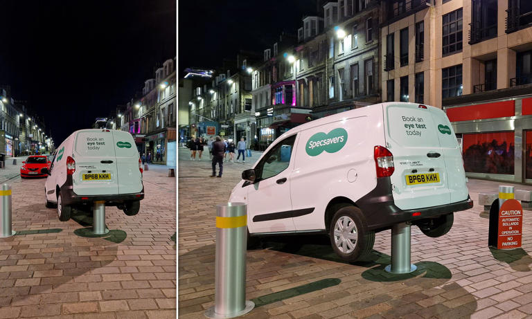 Should have gone to Specsavers! Van from opticians becomes wedged on ...