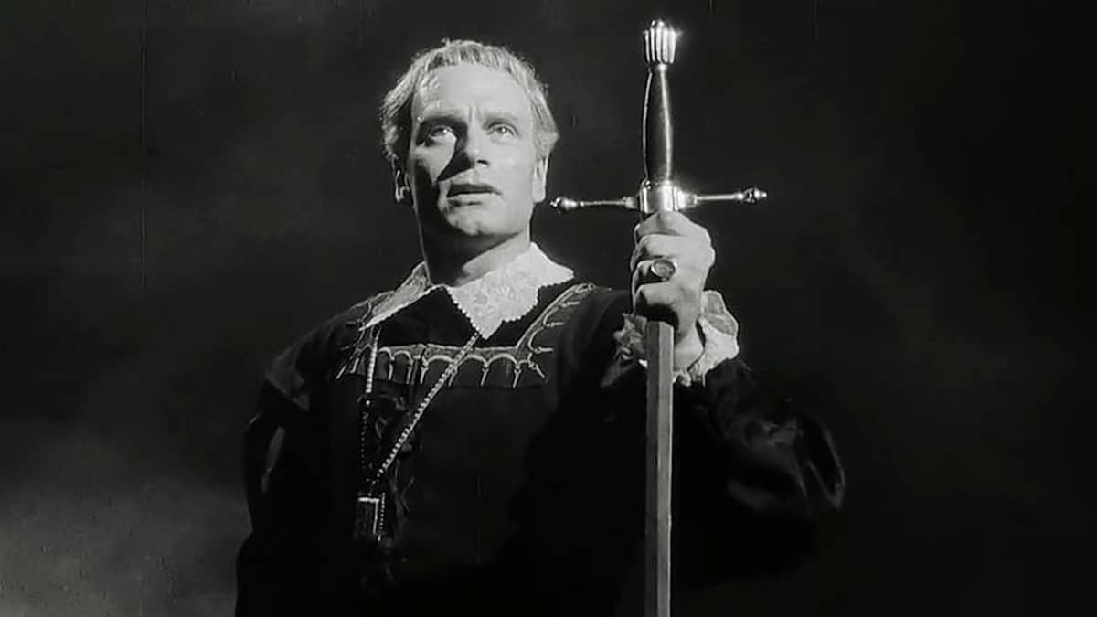 <p>Confronted by the ghost of his father, the young Prince Hamlet (Laurence Olivier) must decide on whether to kill his kingly uncle (Basil Sydney), who he believes has murdered his father to ascend to the throne.</p><p>As mentioned previously, you can’t bring up medieval films without bringing up Shakespeare. As closely tied to the Bard’s name as Iago, Lear, or Romeo and Juliet is the definitively greatest Shakespearean actor, Laurence Olivier. A director and actor of virtually limitless potential, Olivier produced several adaptations of Shakespeare’s plays, but it’s his 1948 film, <em>Hamlet</em>, that remains his best.</p>