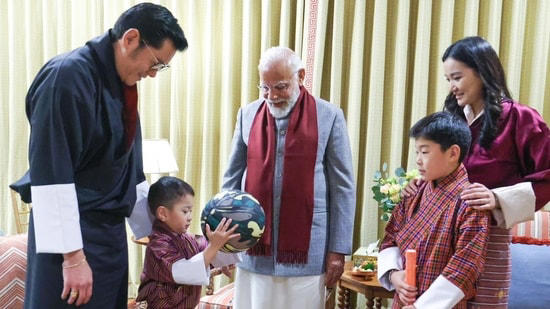 PM Modi seen along with Bhutan King Wangchuck, family at Lingkana Palace.