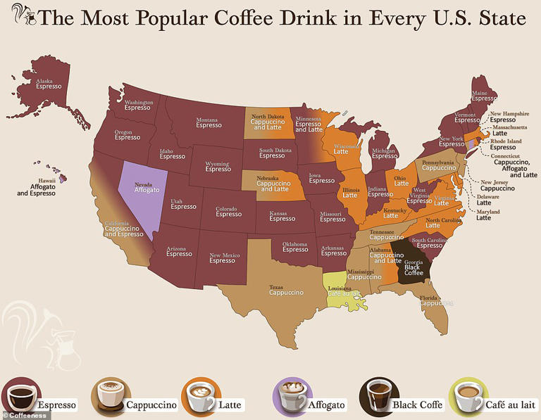 Fascinating Map Reveals Every Country's Favourite Coffee Drink In 2024 