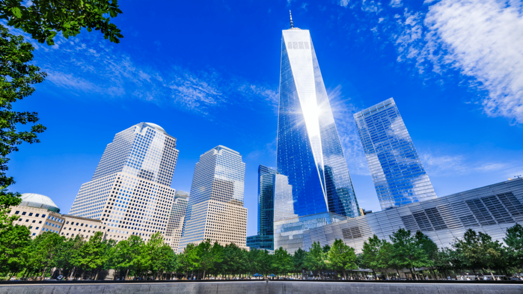 <p>Finished in 2014 and soaring 1,776’ into the New York sky, this is now the Western Hemisphere’s tallest building and the 7th-tallest in the world. In tribute to the original World Trade Center, its roof height matches the 1,368’ of the original, and its 200’ X 200’ matches that of each of the Twin Towers as well. Partly because the height equals the year America declared its independence from Britain, it’s also called the Freedom Tower.</p><p>Fun Fact: One World Trade Center’s Observatory has an installation called “See Forever™ Theater,” which presents a time-lapse visual journey of New York City’s skyline from the 1500s to present day.</p>