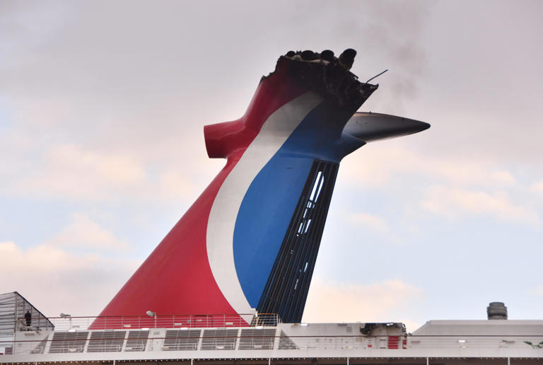 The Carnival Freedom came into Port Canaveral at 7:30 Monday morning. The smoke stack of the ship was damaged on its last cruise. Carnival is cancelling the ship’s next two cruises to make repairs.