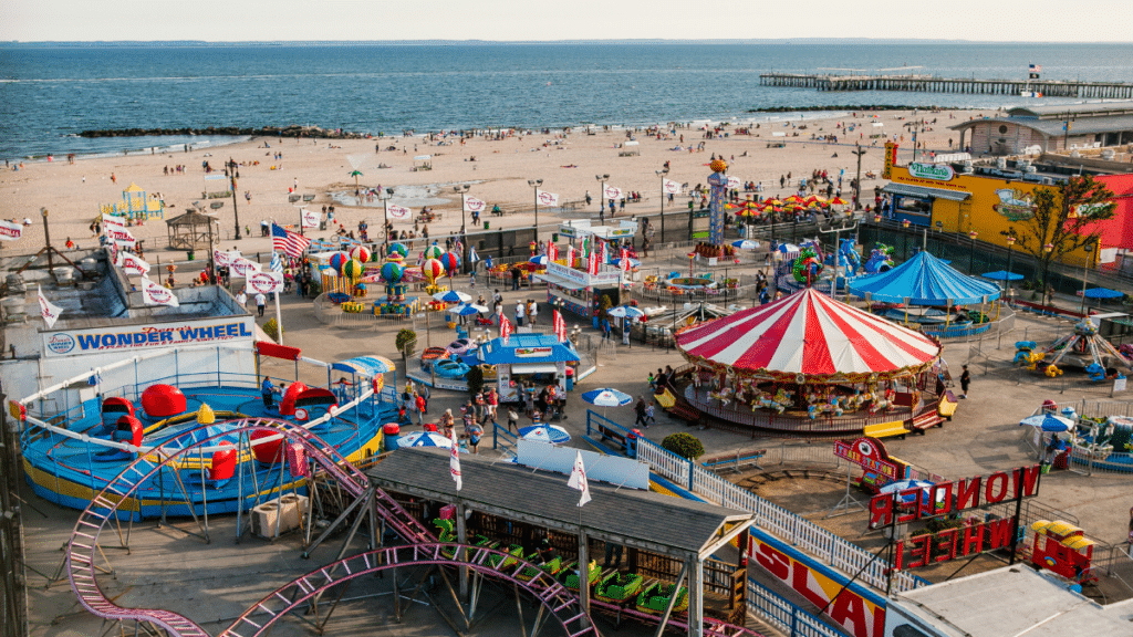 <p>Like seeing a show on Broadway, having a hot dog at Coney Island is a must-do NYC activity. If hot dogs aren’t your thing, you can still enjoy the beach and ride the famous Cyclone roller coaster.</p><p>Fun Fact: Coney Island was one of the largest amusement areas in the United States in the early 20th century, earning it the nickname “America’s Playground.”</p>