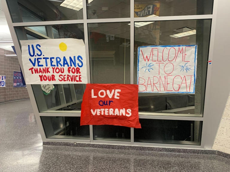 Signs made by students adorned the halls of Barnegat High School at last year's Vietnam War Veterans Day event.