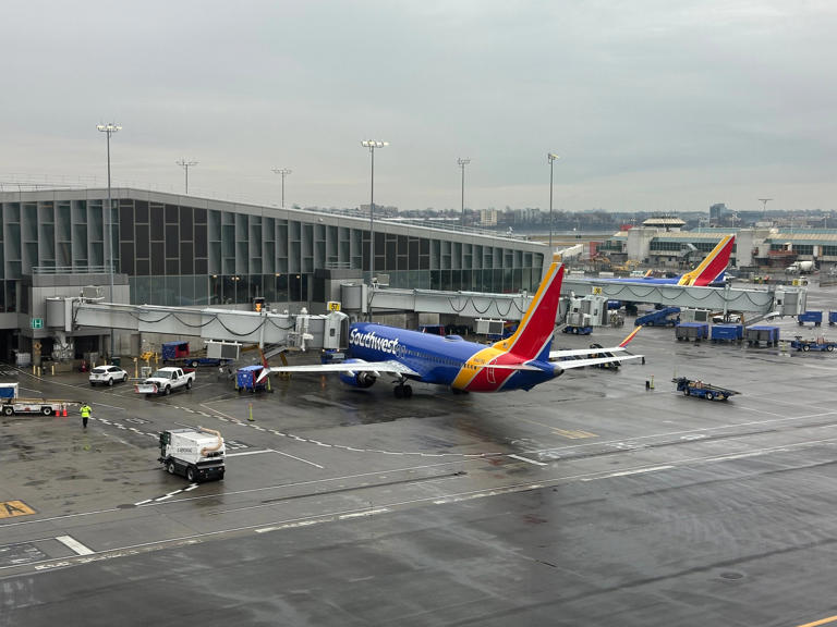 Southwest Airlines jets at LaGuardia Airport.