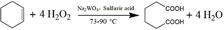 Reaction equation for the synthesis of adipic acid by oxidation of cyclohexene with H2O2 catalyzed by Na2WO4. Credit: Emergency Management Science and Technology (2023). DOI: 10.48130/EMST-2023-0022