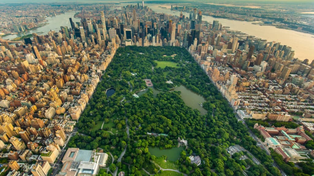<p>Central Park is a green oasis right in the heart of Manhattan. Its 843 acres provide a refuge from the bustle of the city, and admission is free.</p><p>Fun Fact: Central Park has its own zoo, the Central Park Zoo, which became famous through the animated movie “Madagascar.”</p>