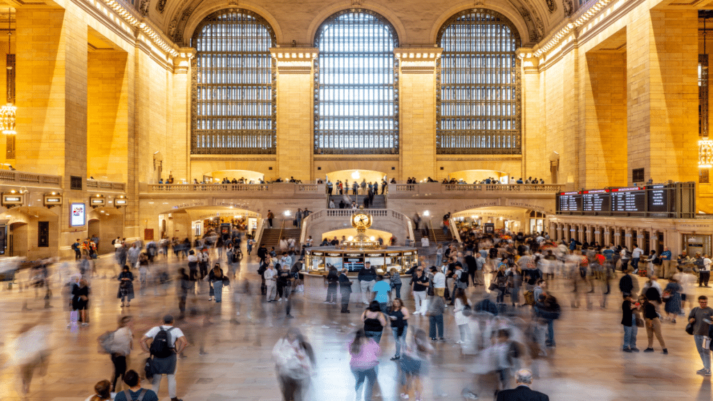 <p>Opened to the public in 1913, Grand Central is a world-famous landmark and a marvel of engineering. It’s still one of the busiest train stations on the planet, with over 750,000 visitors a day.</p><p>Fun Fact: There’s a whispering gallery in Grand Central; if two people stand at diagonal arches in the dining concourse, they can hear each other’s whispers perfectly.</p>
