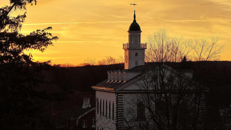 The sun rises on the Kirtland Temple in Kirtland, Ohio, on Monday, March 25, 2024.