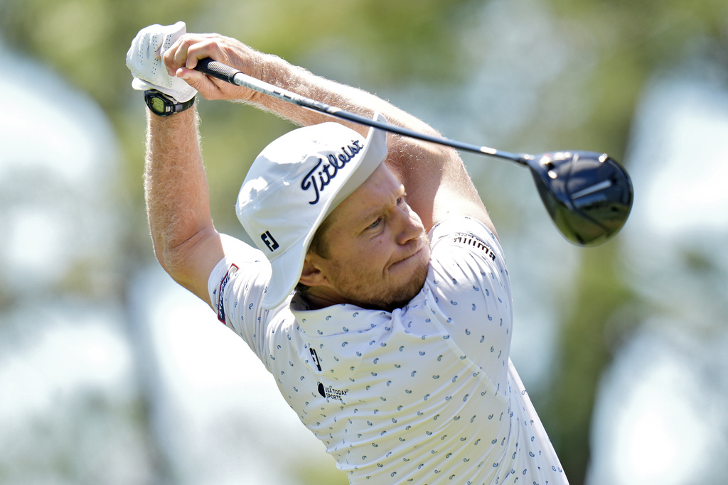 <p>Peter Malnati hits his tee shot on the sixth hole during the third round of the Valspar Championship golf tournament Saturday, March 23, 2024, at Innisbrook in Palm Harbor, Fla. </p>