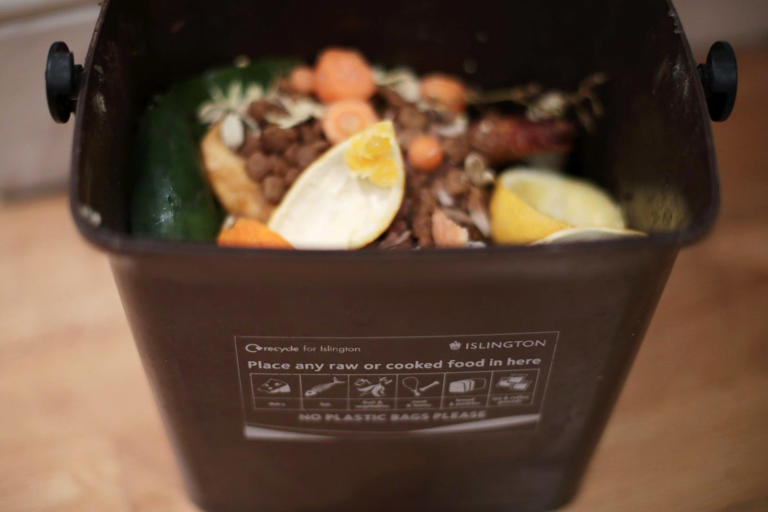 A household food waste caddy (Yui Mok/PA Wire)