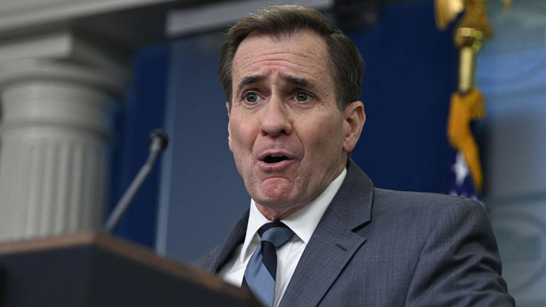 National Security Council Coordinator for Strategic Communications John Kirby speaks at the White House Press Briefing in Washington DC., United States on March 25, 2024. Getty Images
