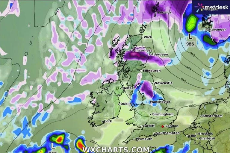 New weather map shows where and when double storm may hit the UK