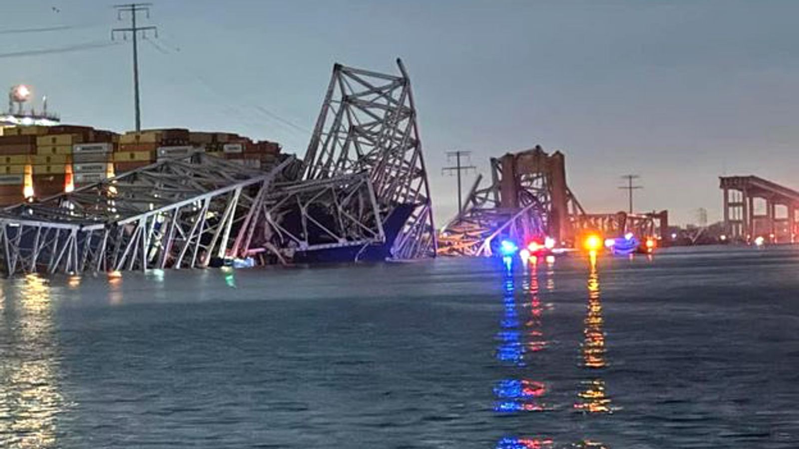 'dire emergency': people and vehicles fall into water as bridge collapses after being hit by ship