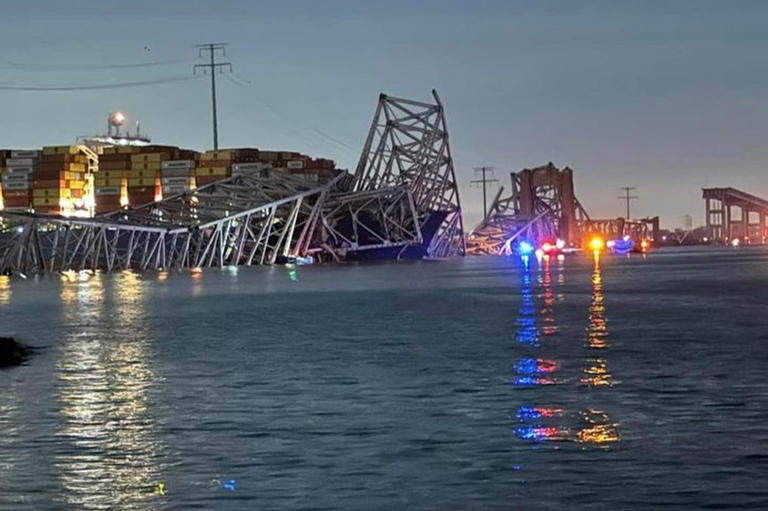 Photos, video show collapse of Baltimore's Francis Scott Key Bridge