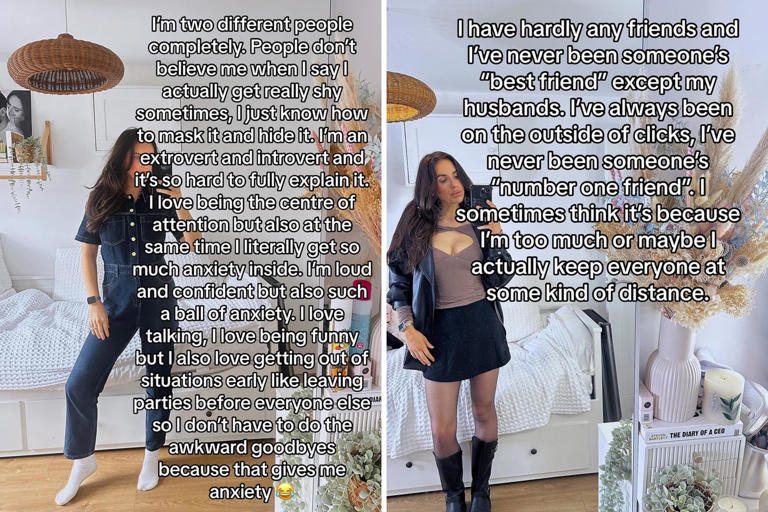 Two screenshots from Horton's Instagram post that highlights how she suffers from anxiety despite appears to be confident. And how she has never had a best friend.
