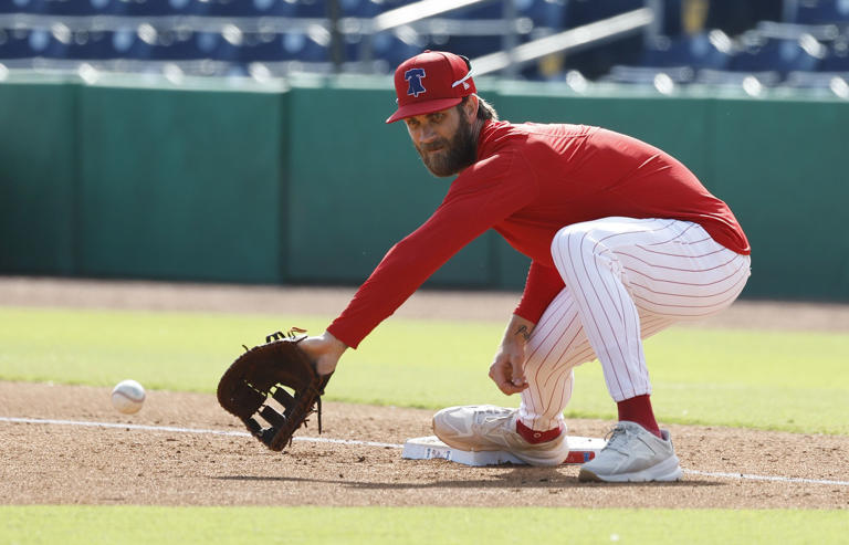 After moving to first base for the Phillies last July, Bryce Harper will stay at his adopted position this season and beyond.