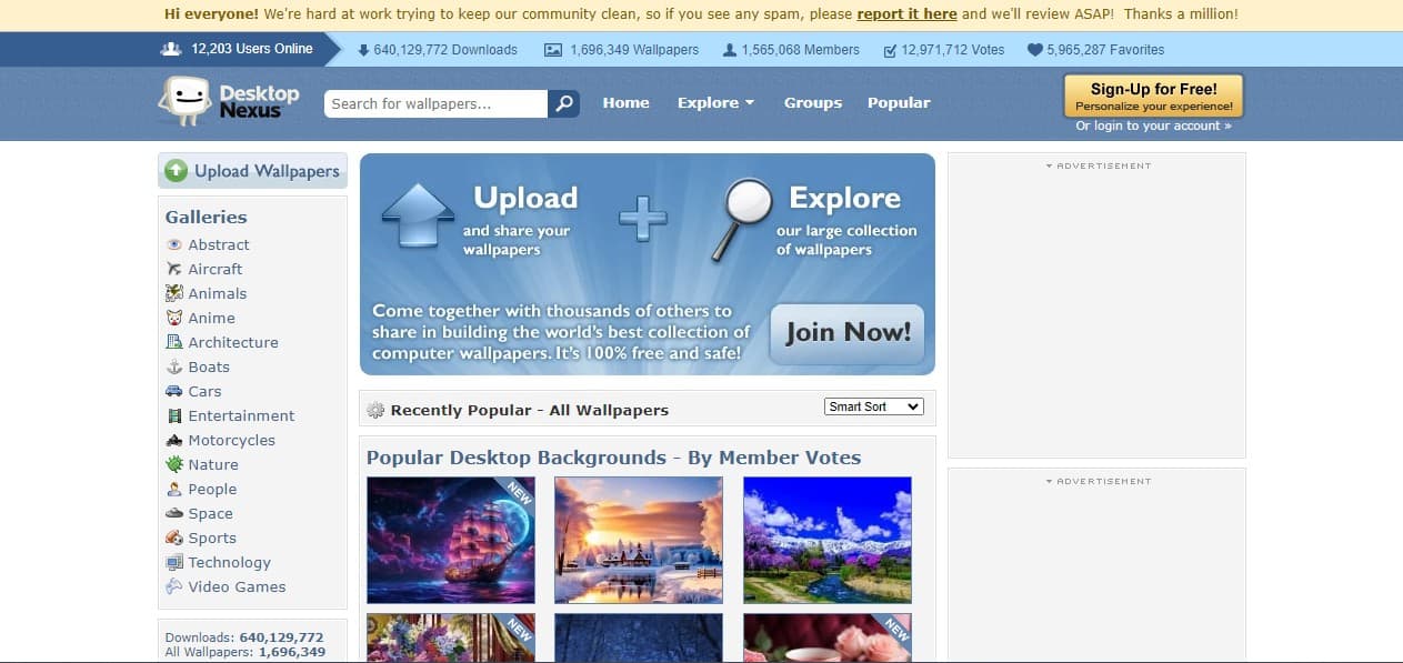 <p>With hundreds of thousands of free images, DesktopNexus is one of the most popular HD wallpaper sites in the world. The images are grouped in 15 different galleries, so finding specific wallpapers is incredibly easy.</p>    <p>If you don't want to search or like to change your wallpaper often, you can sign up to receive new options in the newsletter. But the real treat is that whenever you're ready to add a new wallpaper to your computer, the website resizes the image automatically so that it fits perfectly.</p>    <p>A downside is that this website doesn't seem as neatly organized as other options. It has too many ads that could affect your user experience.</p>    <p>Check out <a href="https://www.desktopnexus.com/">DesktopNexus</a>.</p><p><span>Would you please let us know what you think about our content? <p>Agree? Tell us by clicking the “Thumbs Up” button above.</p> Disagree? Leave a comment telling us what you’d change.</span></p>