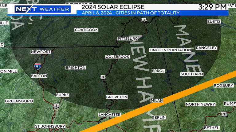 New Hampshire solar eclipse maps show where and what time totality will peak