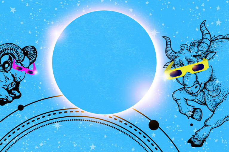Which zodiac signs should expect change in the days around the total solar eclipse? An astrologer breaks it all down. (Photo illustration: Yahoo News; photos: Getty Images)
