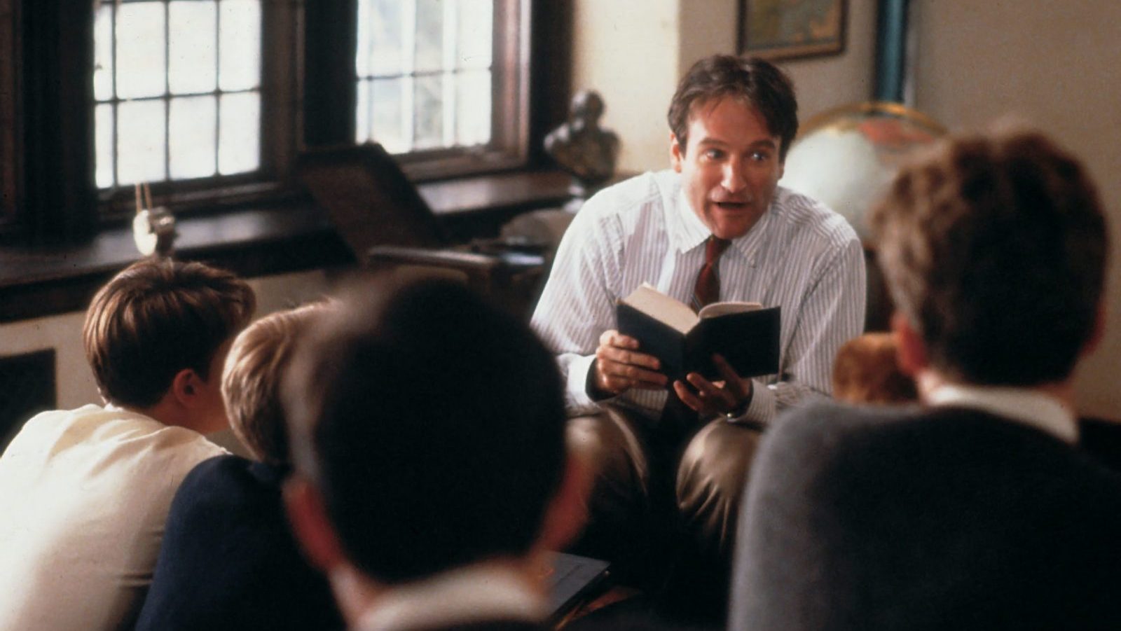 <p><em>Dead Poets Society</em> centers around a boys-only boarding school in the late 50’s, and their new teacher in their poetry class. The movie is mostly driven by the conversations between the boys, the boys and their fathers, and the boys and their teacher. But even more than the conversations within the movie, this one will spark conversations, especially among parents, teachers and teens about the importance of the arts, honesty, and pursuing the subjects that come most naturally to us.</p>
