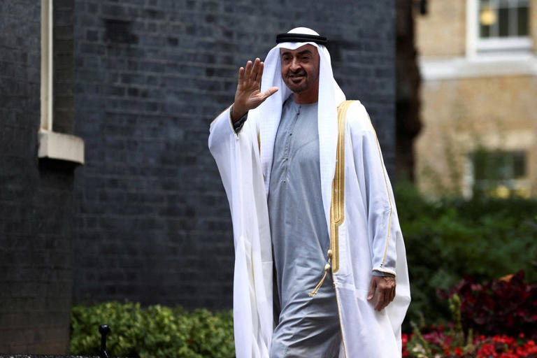 FILE PHOTO: Abu Dhabi's Crown Prince walks outside Downing Street