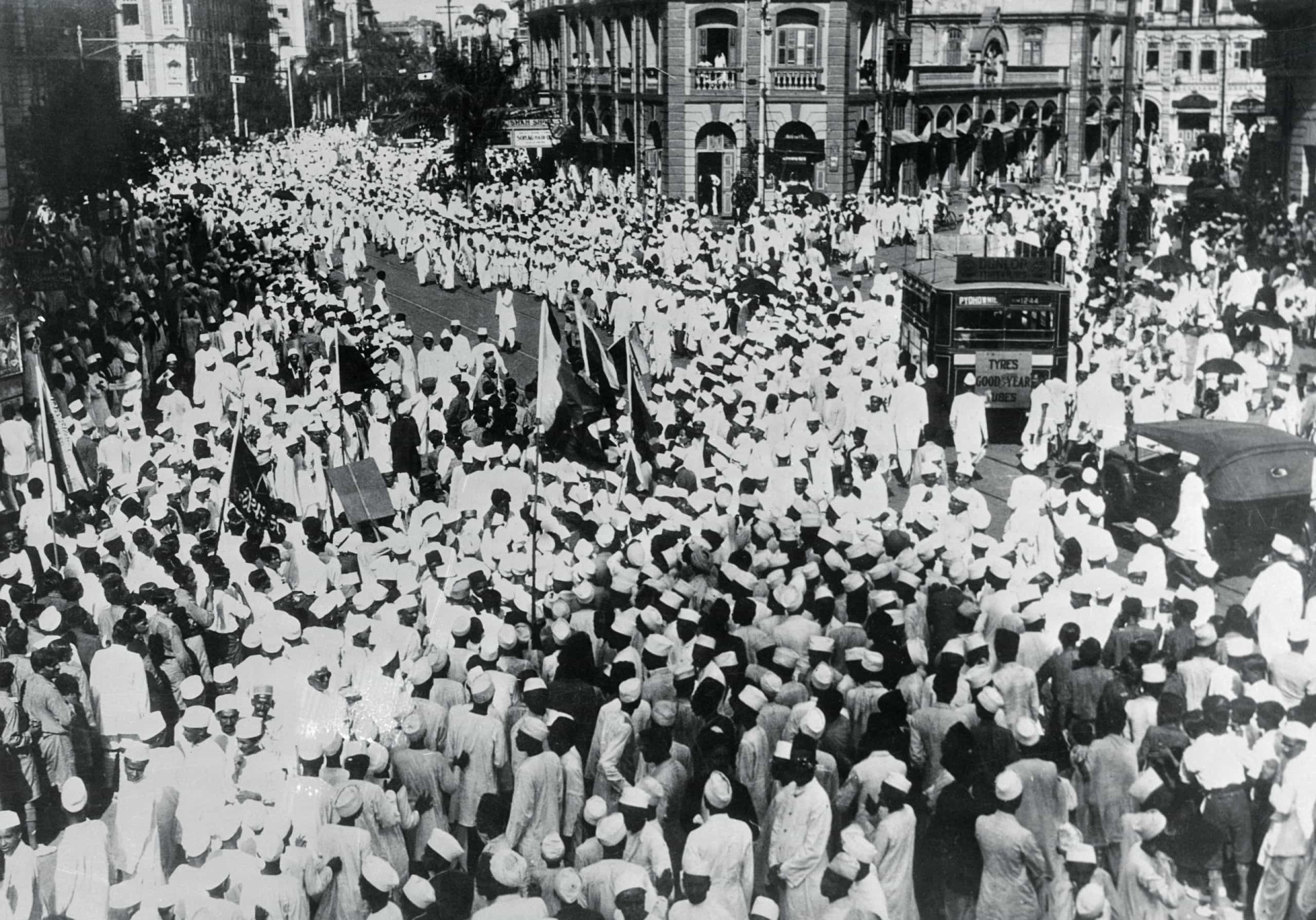 <p>Gandhi was arrested and detained on numerous occasions throughout his lifetime. Invariably, thousands would gather in protest. This procession took place in Bombay when the Indian National Congress working committee organized a demonstration protesting the detention yet again of their leader. </p><p>You may also like:<a href="https://www.starsinsider.com/n/464310?utm_source=msn.com&utm_medium=display&utm_campaign=referral_description&utm_content=447666v5en-us"> The best worst films ever</a></p>