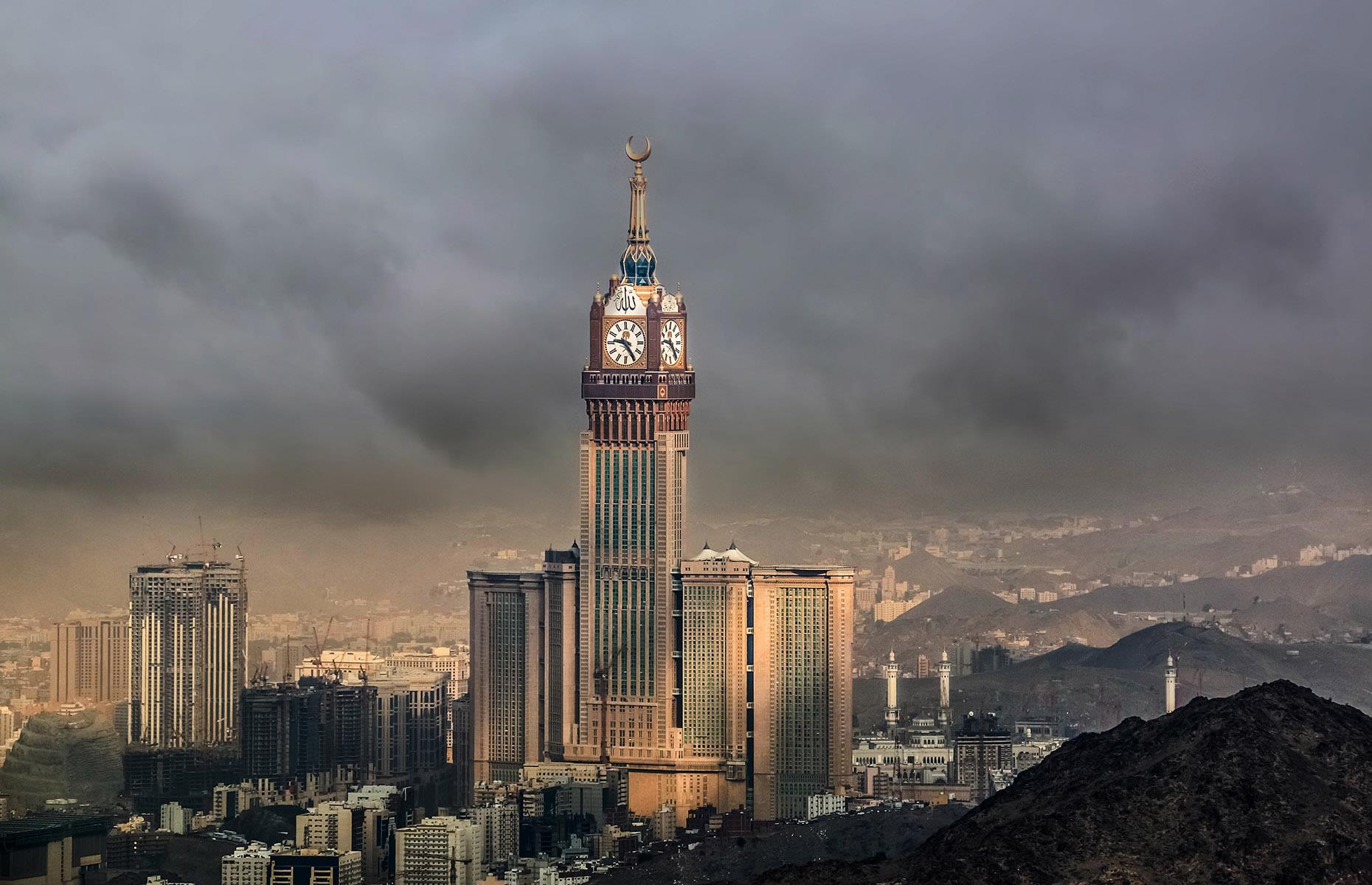 <p>The tallest clock tower in the world – certified by Guinness World Records on completion in 2012 – this marvel of modern architecture reaches a sky-piercing 1,972 feet, and is reportedly the second most expensive building ever constructed. Near the sacred Great Mosque of Mecca, it's surrounded by six subsidiary towers, which together make up the Abraj Al Bait complex. The complex hosts, among other things, several luxury hotels and a five-story shopping mall.</p>