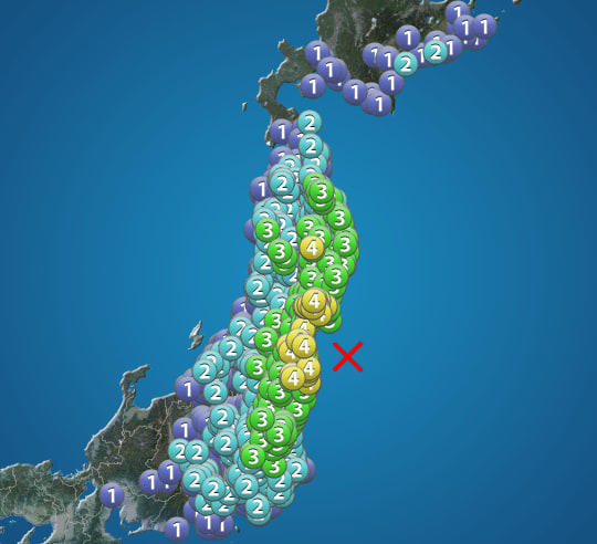 福島県沖でM6.0の地震　東北地方で震度4　津波の心配なし