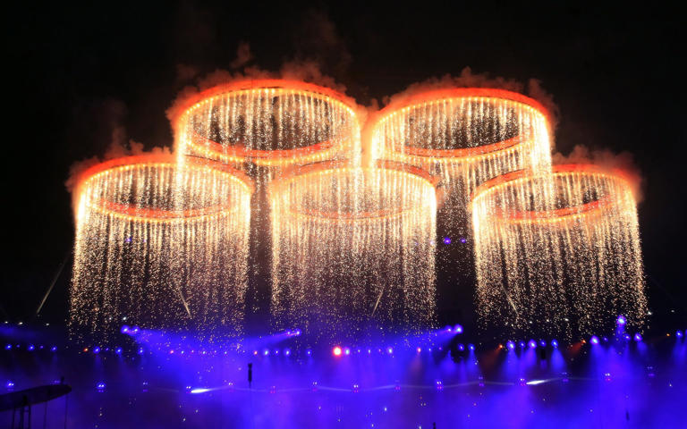 The famous Olympic rings, light up during the London 2012 Opening Ceremony - Getty Images/Ian MacNicol