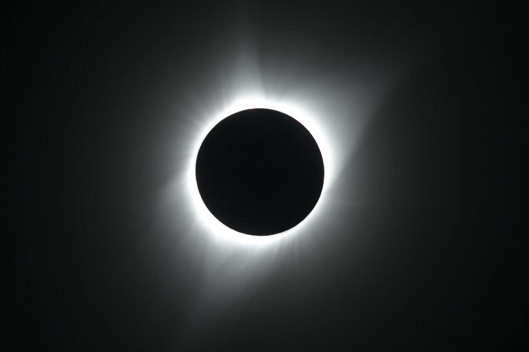 The sun is in full eclipse over Grand Teton National Park on August 21, 2017 outside Jackson, Wyoming. Updated calculations have slightly adjusted the path of totality for the upcoming total solar eclipse through the United States.