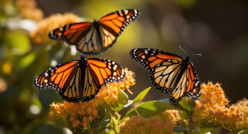 <p>Monarch Butterflies embark on a remarkable multigenerational migration that spans thousands of kilometers, from the forests of North America to the central mountains of Mexico. This journey is unique among insects, involving several generations to complete a full migration cycle, with the overwintering generation living much longer than other generations. The butterflies rely on environmental cues to time their migration and use a combination of air currents and thermals to travel long distances. The monarchs’ wintering sites in Mexico are crucial for their survival, yet these habitats are threatened by deforestation and climate change.</p>