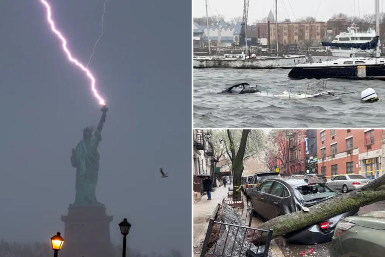 Crazy Photos Show Boat Sinking Lightning Striking Statue Of Liberty During Wild Ny Storm