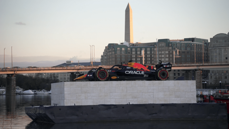 WATCH: Championship-winning F1 car takes tour of DC on barge in Potomac River