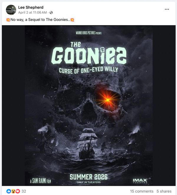 Fact Check: Viral Rumor Says 'Goonies' Sequel 'Curse of One-Eyed Willy ...