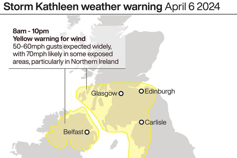 Storm Kathleen tracker Met Office weather maps show when and where UK