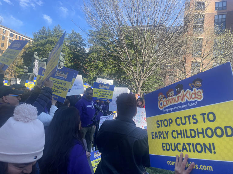 Early-childhood teachers protest possible salary cuts in D.C. budget