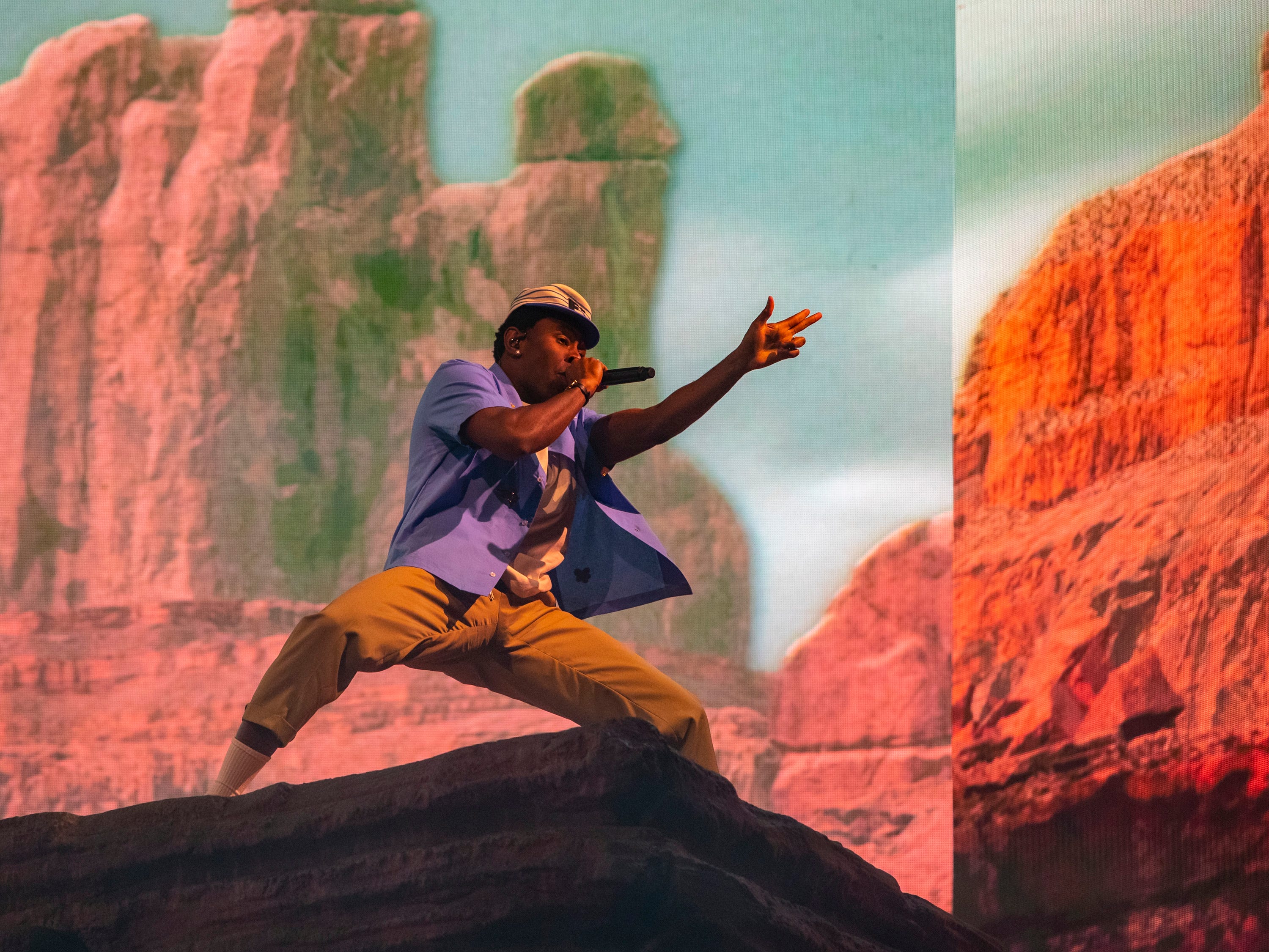 tyler, the creator fires up coachella 2024 in playful set with donald glover, a$ap rocky