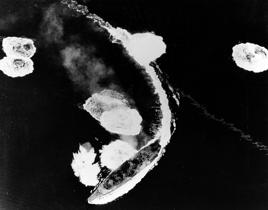 <p>Despite the intense anti-aircraft fire from Yamato and its escorts, including the Yahagi and eight destroyers, the American torpedo bombers, executing orders with precision, unleashed torpedoes aimed to strike below the waterline where the armor was thinnest. A series of explosions marked the end of Yamato as torpedoes detonated against its side, causing it to list and eventually capsize after suffering 12 bomb and seven torpedo hits within two hours of battle.</p>