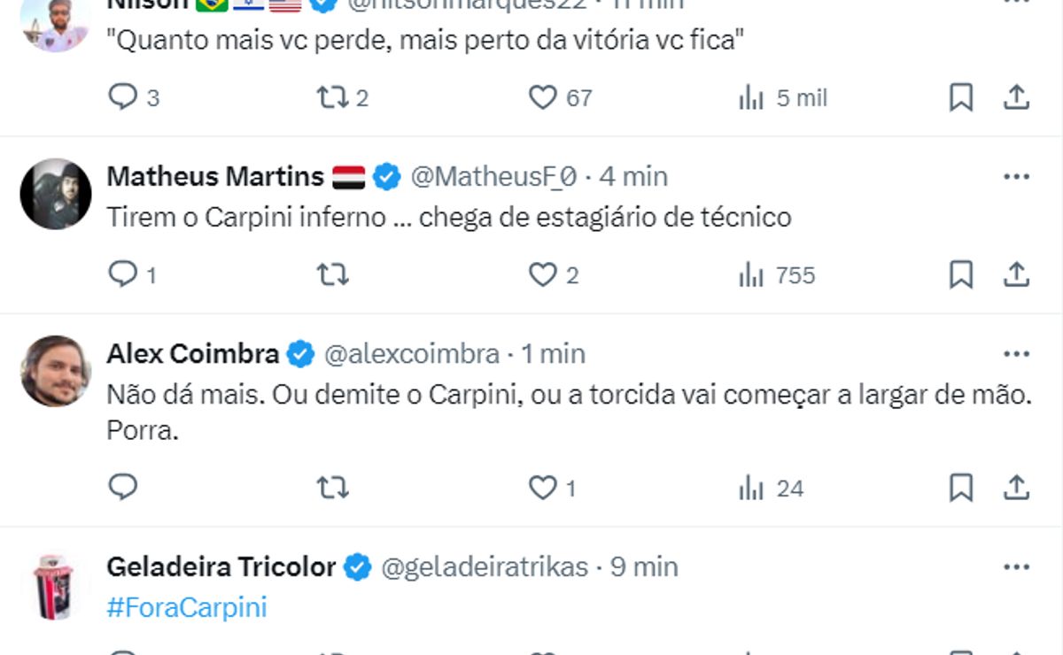 são paulo perde na estreia do brasileiro para o fortaleza, e thiago carpini fica ainda mais pressionado