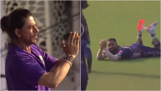 ramandeep singh pulls off a screamer, impresses shah rukh khan with superhero dive to catch out hooda in kkr vs lsg
