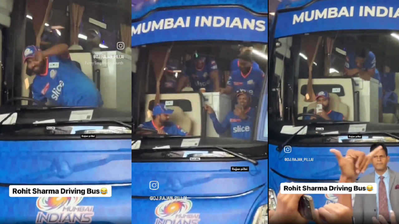 gaadi tera bhai chalayega! rohit sharma takes driver's seat in mi's team bus, video goes viral – watch
