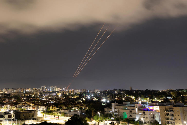 An anti-missile system operates after Iran launched drones and missiles toward Israel, as seen from Ashkelon, Israel, April 14, 2024. / Credit: Amir Cohen/REUTERS